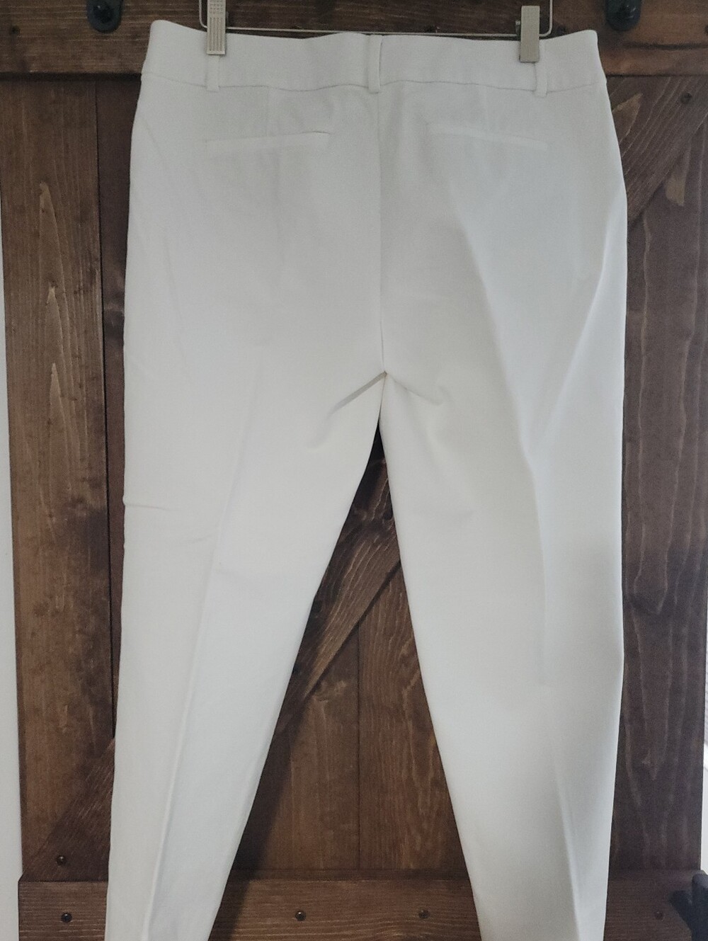 Loft Marisa Cropped White High-Rise Tapered Dress Pants